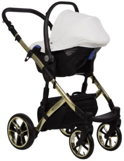 Baby Merc Faster 3 White/Gold Limited Edition Kinderwagen Incl. Autostoel L/190/ZE -Kinderwagenserie Winkel baby merc faster 3 white limited edition kinderwagen 3
