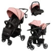 Babygo Basket Pink Melange Wandelwagen Incl. Autostoel 64013 -Kinderwagenserie Winkel babygo basket pink melange wandelwagen incl. autostoel 64013 1