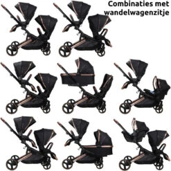 Ding Amigo Black/Rose Tweeling Kinderwagen Incl. 2 Autostoelen DI-191711 -Kinderwagenserie Winkel ding amigo black rose tweeling kinderwagen incl. 2 autostoelen di 191711 7