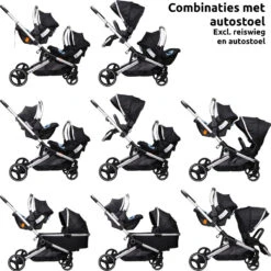 Ding Amigo Black/Silver Tandem Duowagen DI-191704 -Kinderwagenserie Winkel ding amigo black silver tandem duowagen di 191704
