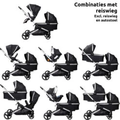 Ding Amigo Black/Silver Tandem Duowagen DI-191704 -Kinderwagenserie Winkel ding amigo black silver tandem duowagen di 191704 1