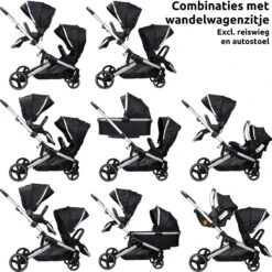 Ding Amigo Black/Silver Tandem Duowagen DI-191704 -Kinderwagenserie Winkel ding amigo black silver tandem duowagen di 191704 2