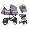 Cangaroo Gala Dark Grey/Silver 3-in-1 Combi Kinderwagen Incl. Autostoel.
