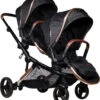 Ding Amigo Black/Rose Tandem Duowagen DI-191706 -Kinderwagenserie Winkel mamaloes ding amigo rosegoud 0001
